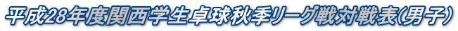 平成27年度関西学生卓球秋季リーグ戦対戦表(男子)
